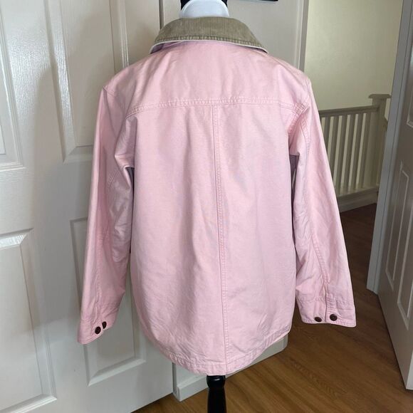 L.L. Bean Vintage Barn Jacket Chore Coat Pink With Brown Corduroy Size Small - Picture 5 of 12